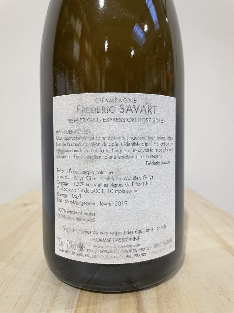 2015 Expression Rosé Champagne Brut Nature 1er Cru, F.Savart