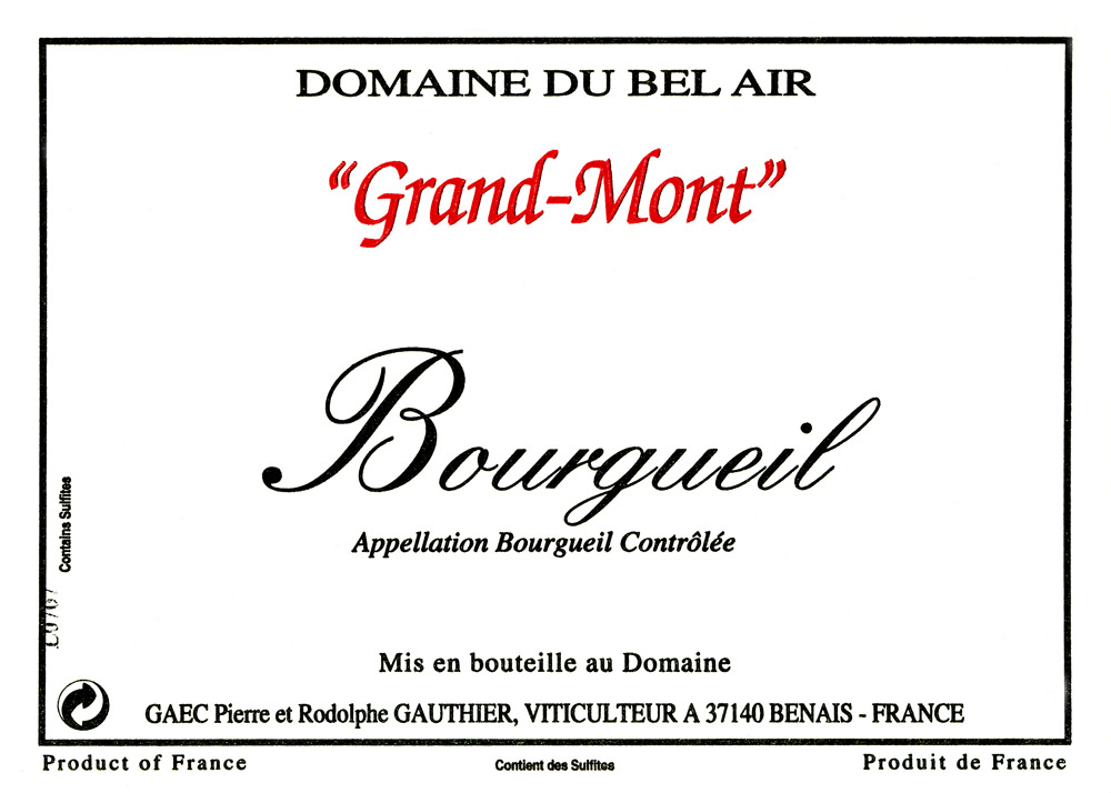 2017 Grand-Mont Bourgueil, Gauthier